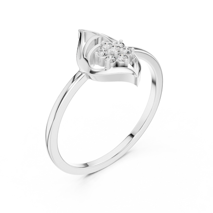 Round Lab Grown Diamond Marquise Leaf Cluster Ring