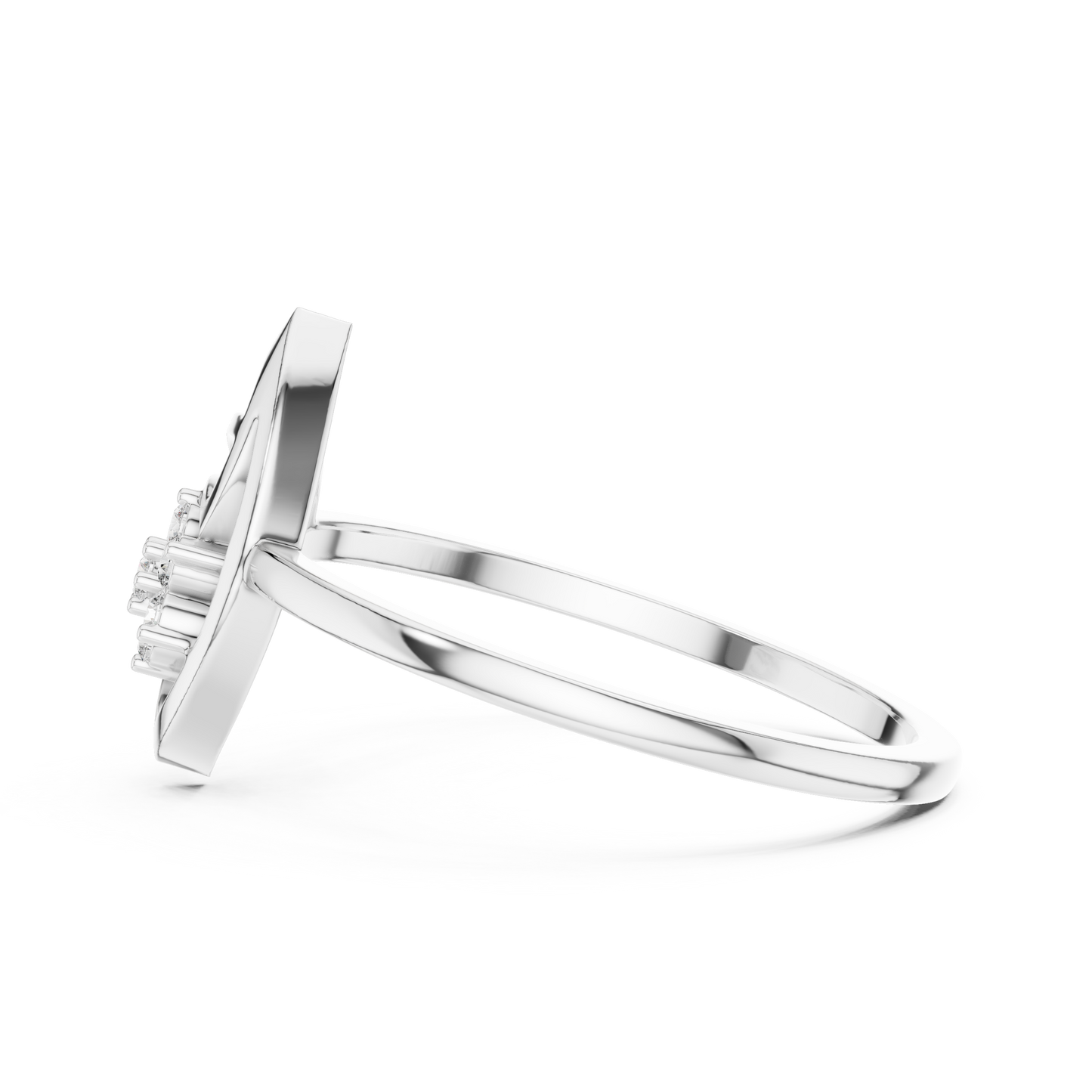Round Lab Grown Diamond Marquise Leaf Cluster Ring
