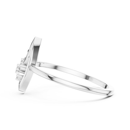 Round Lab Grown Diamond Marquise Leaf Cluster Ring