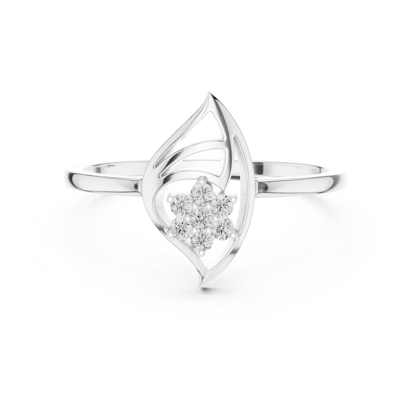 Round Lab Grown Diamond Marquise Leaf Cluster Ring