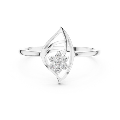 Round Lab Grown Diamond Marquise Leaf Cluster Ring