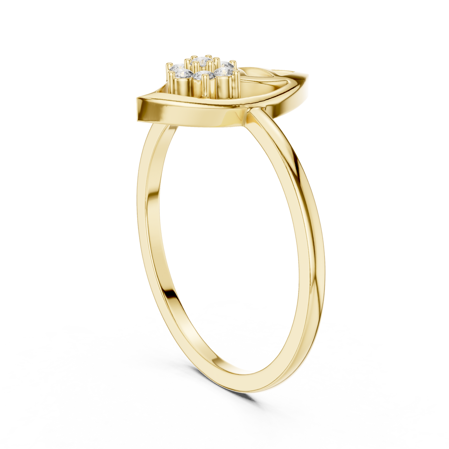 Round Lab Grown Diamond Marquise Leaf Cluster Ring