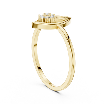 Round Lab Grown Diamond Marquise Leaf Cluster Ring