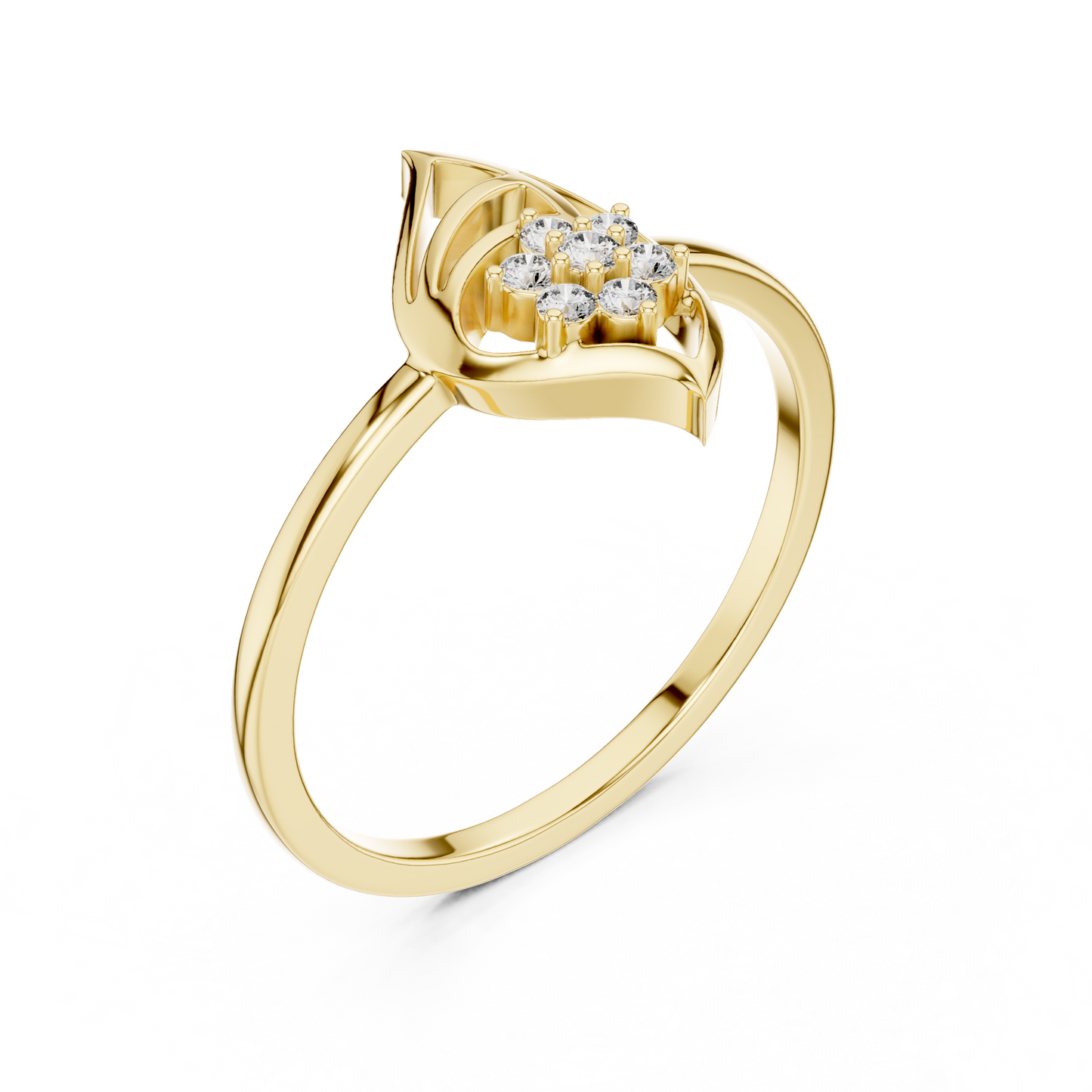 Round Lab Grown Diamond Marquise Leaf Cluster Ring