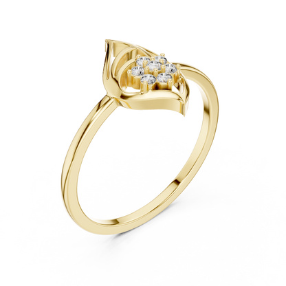 Round Lab Grown Diamond Marquise Leaf Cluster Ring