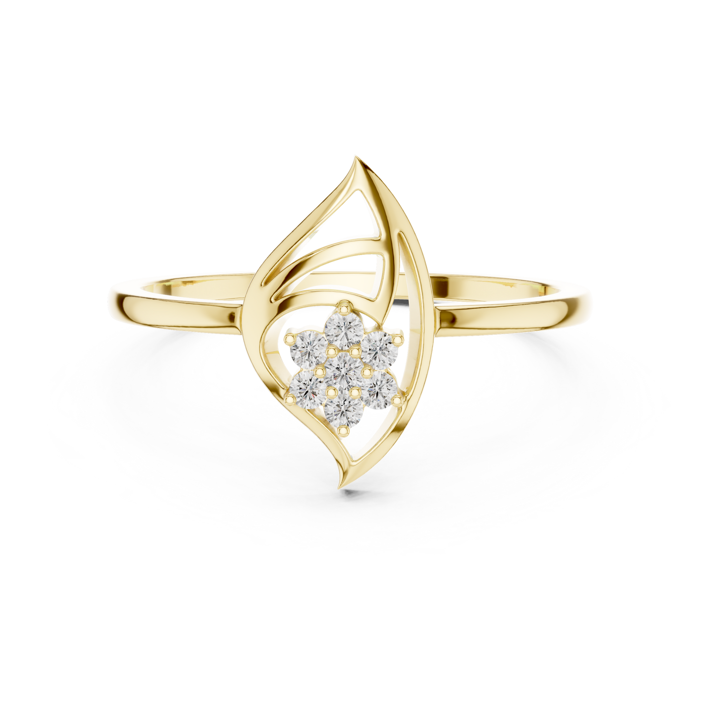 Round Lab Grown Diamond Marquise Leaf Cluster Ring