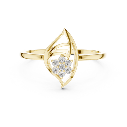 Round Lab Grown Diamond Marquise Leaf Cluster Ring