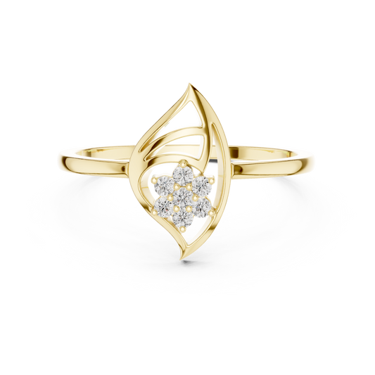 Round Lab Grown Diamond Marquise Leaf Cluster Ring