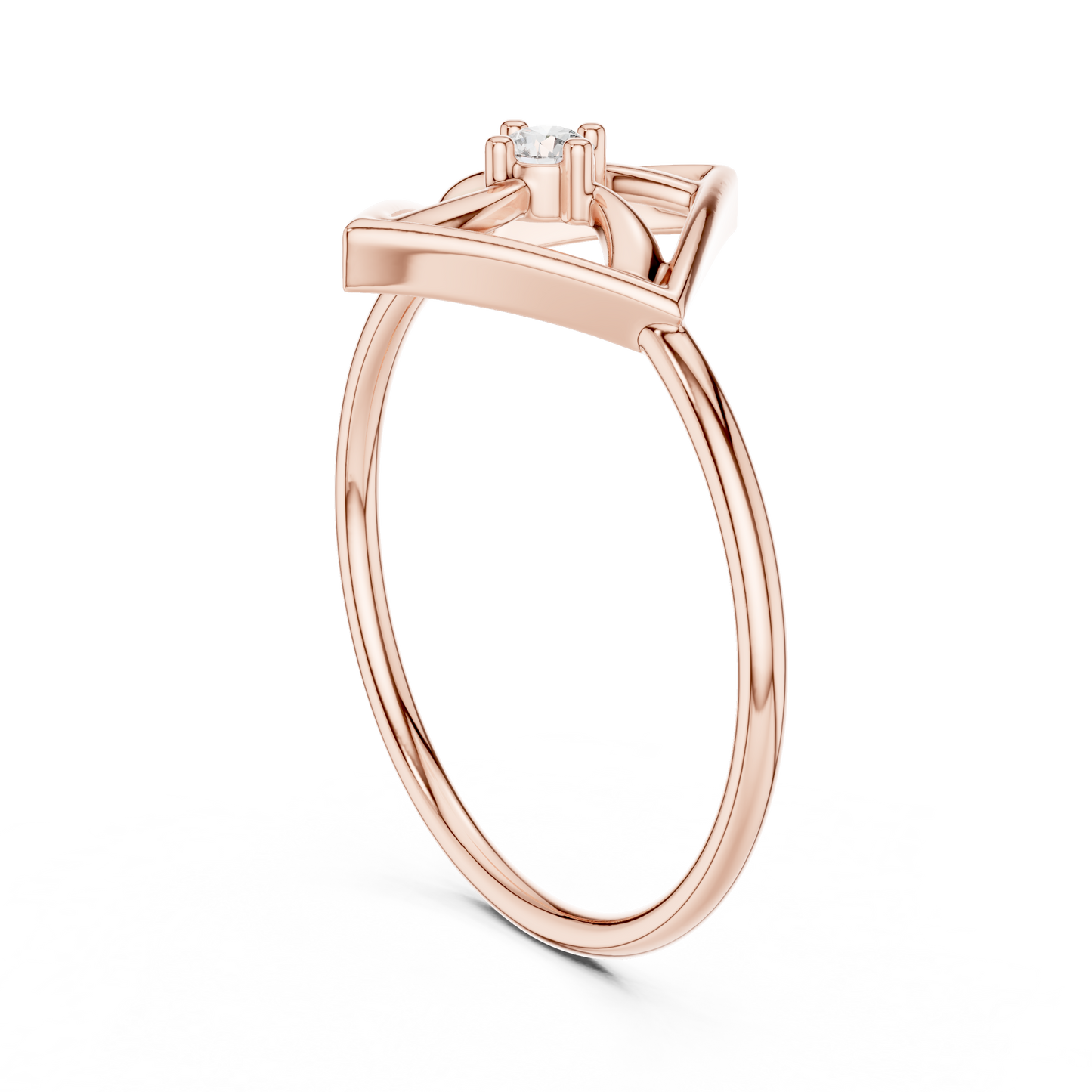Round Lab Grown Diamond Square Frame Ring