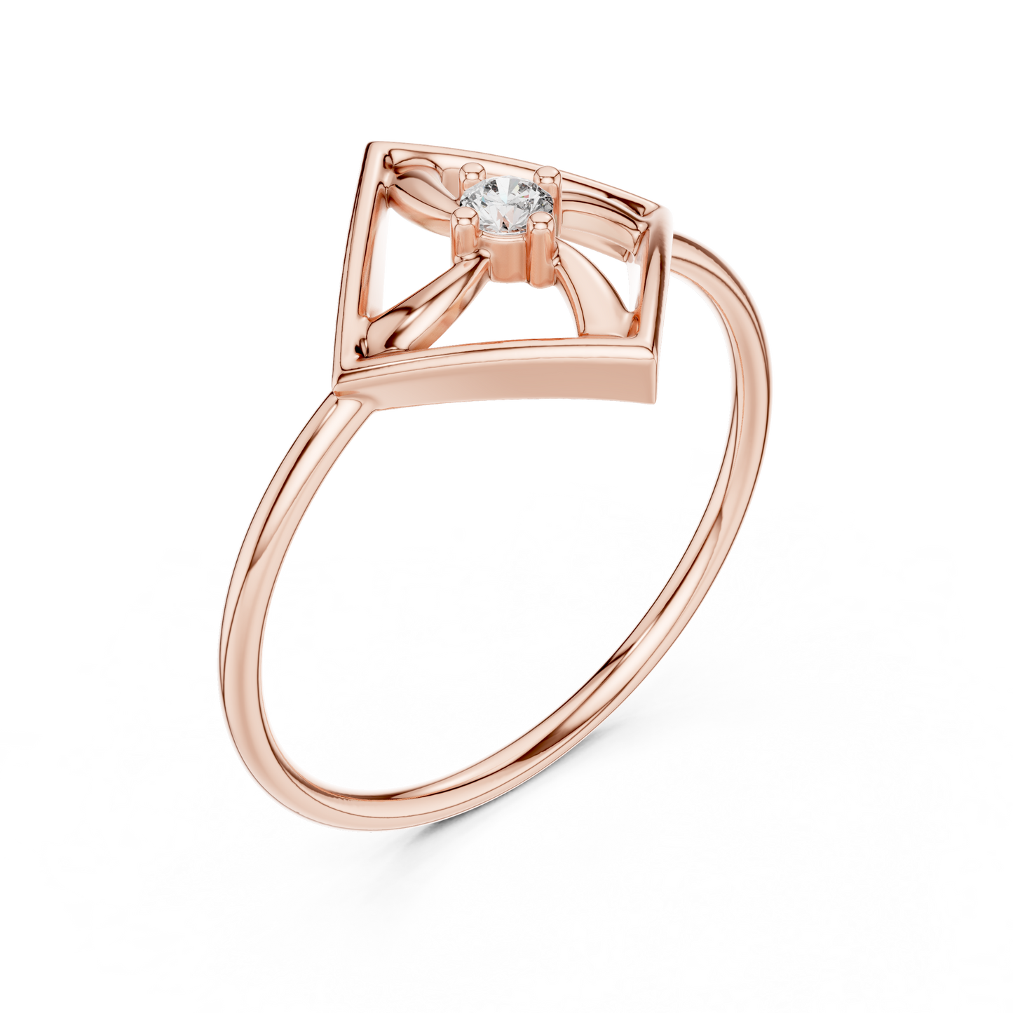 Round Lab Grown Diamond Square Frame Ring