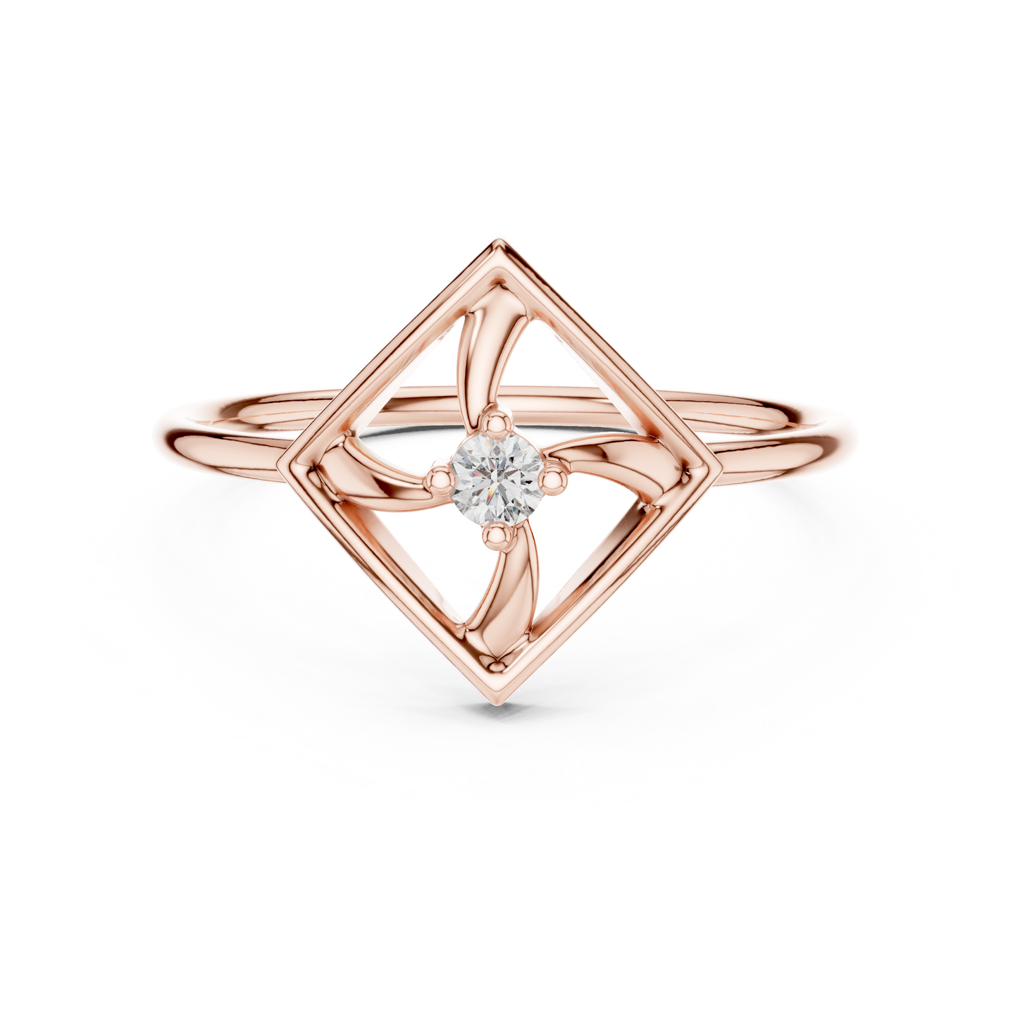 Round Lab Grown Diamond Square Frame Ring