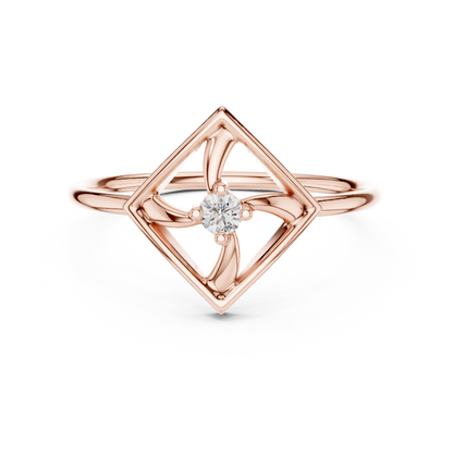 Round Lab Grown Diamond Square Frame Ring