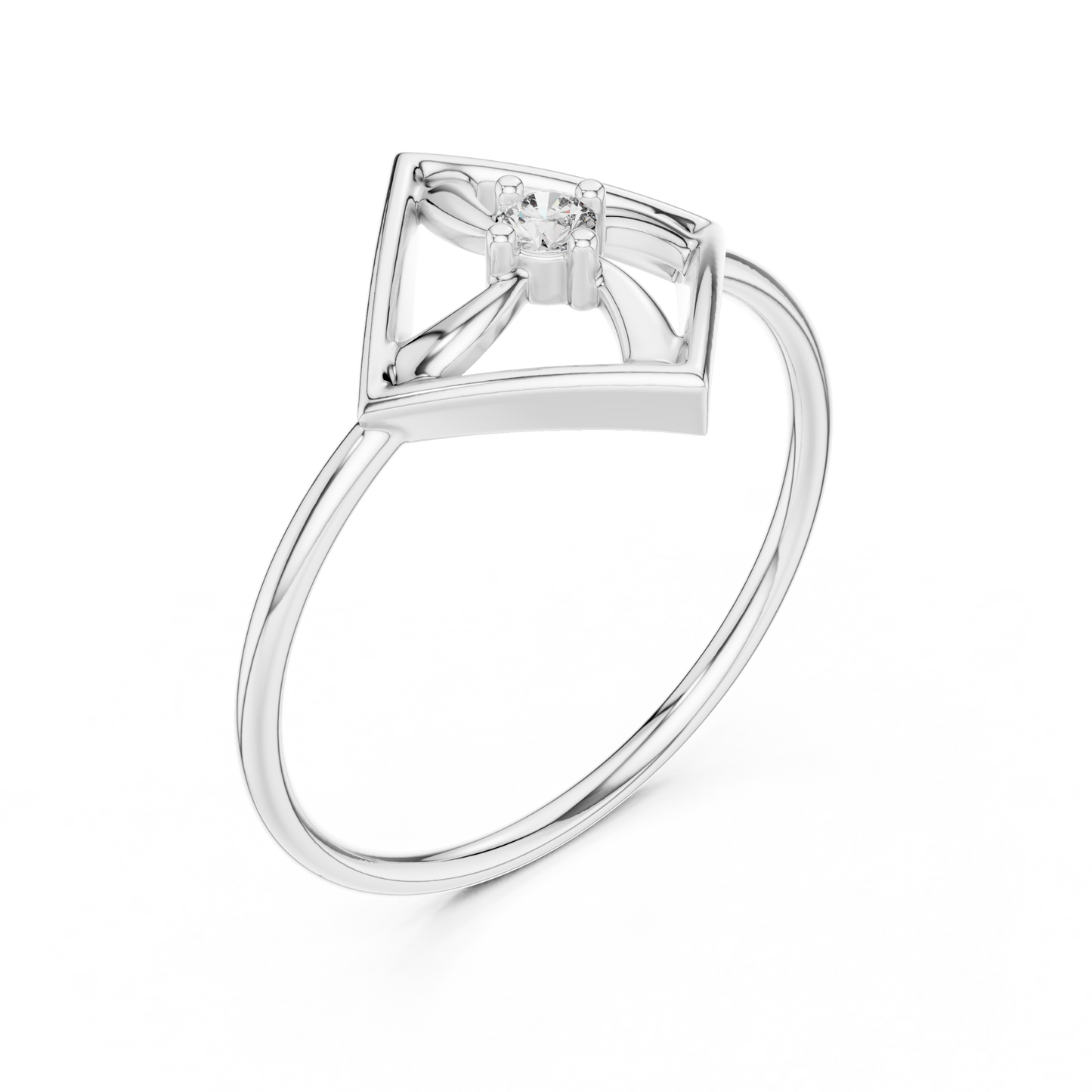 Round Lab Grown Diamond Square Frame Ring
