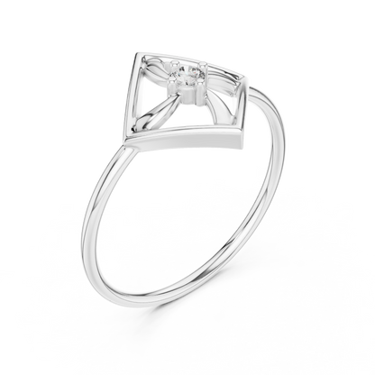 Round Lab Grown Diamond Square Frame Ring