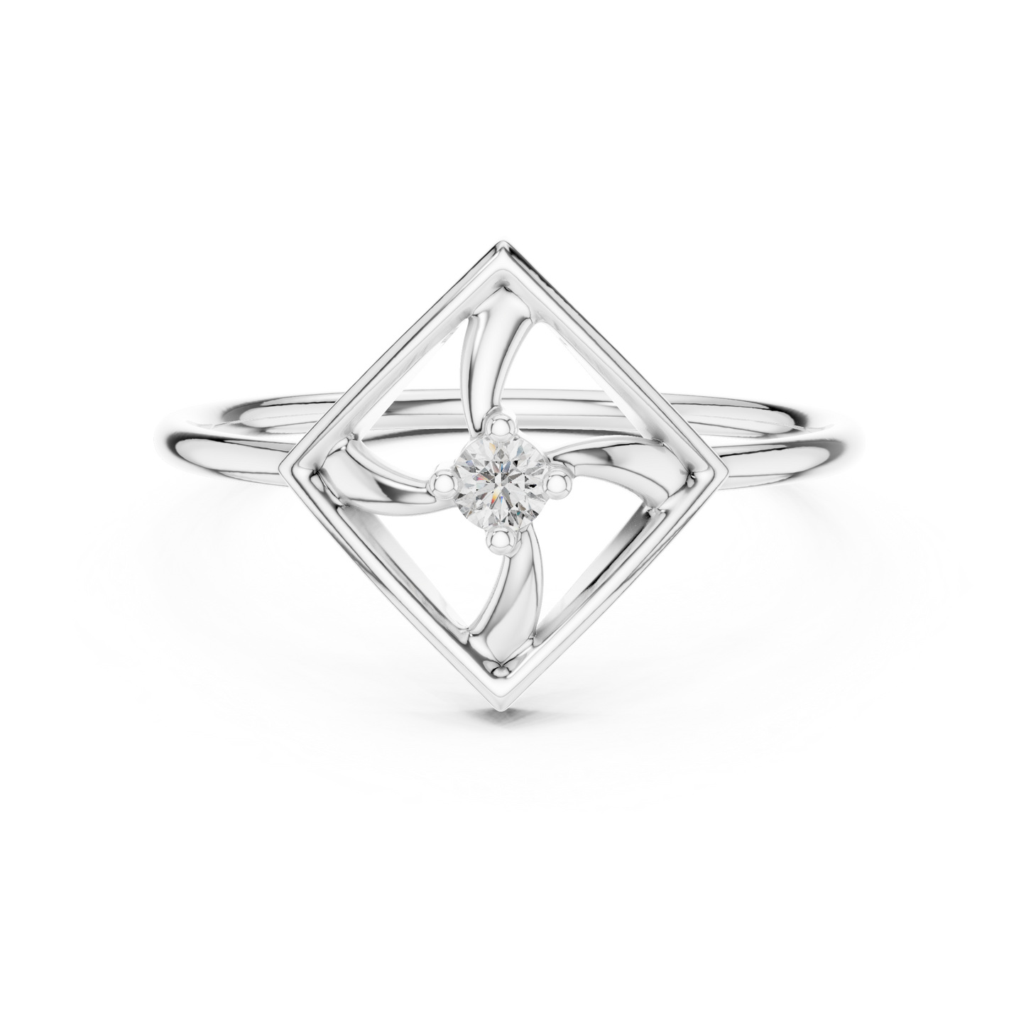 Round Lab Grown Diamond Square Frame Ring