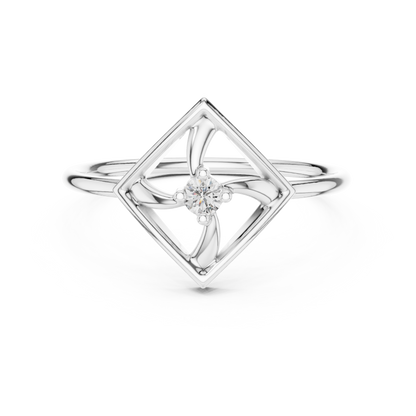Round Lab Grown Diamond Square Frame Ring