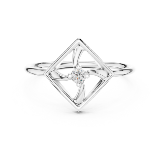 Round Lab Grown Diamond Square Frame Ring