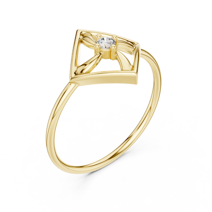 Round Lab Grown Diamond Square Frame Ring