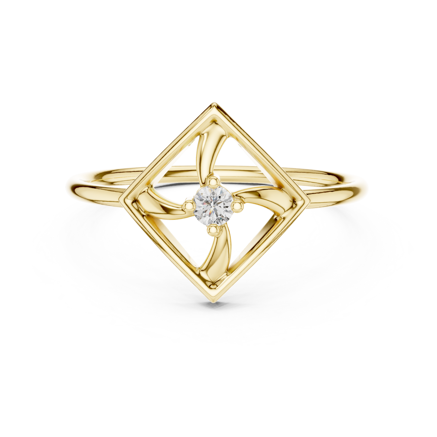 Round Lab Grown Diamond Square Frame Ring