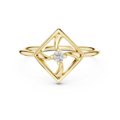 Round Lab Grown Diamond Square Frame Ring