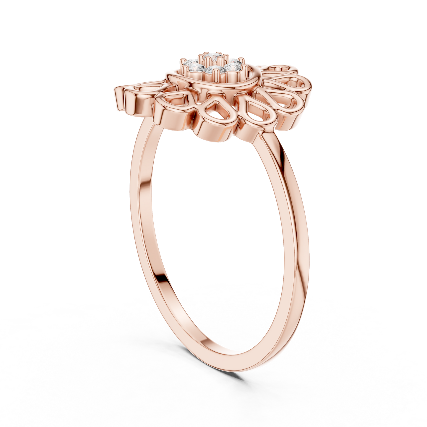 Lab Grown Diamond Mandala Flower Ring