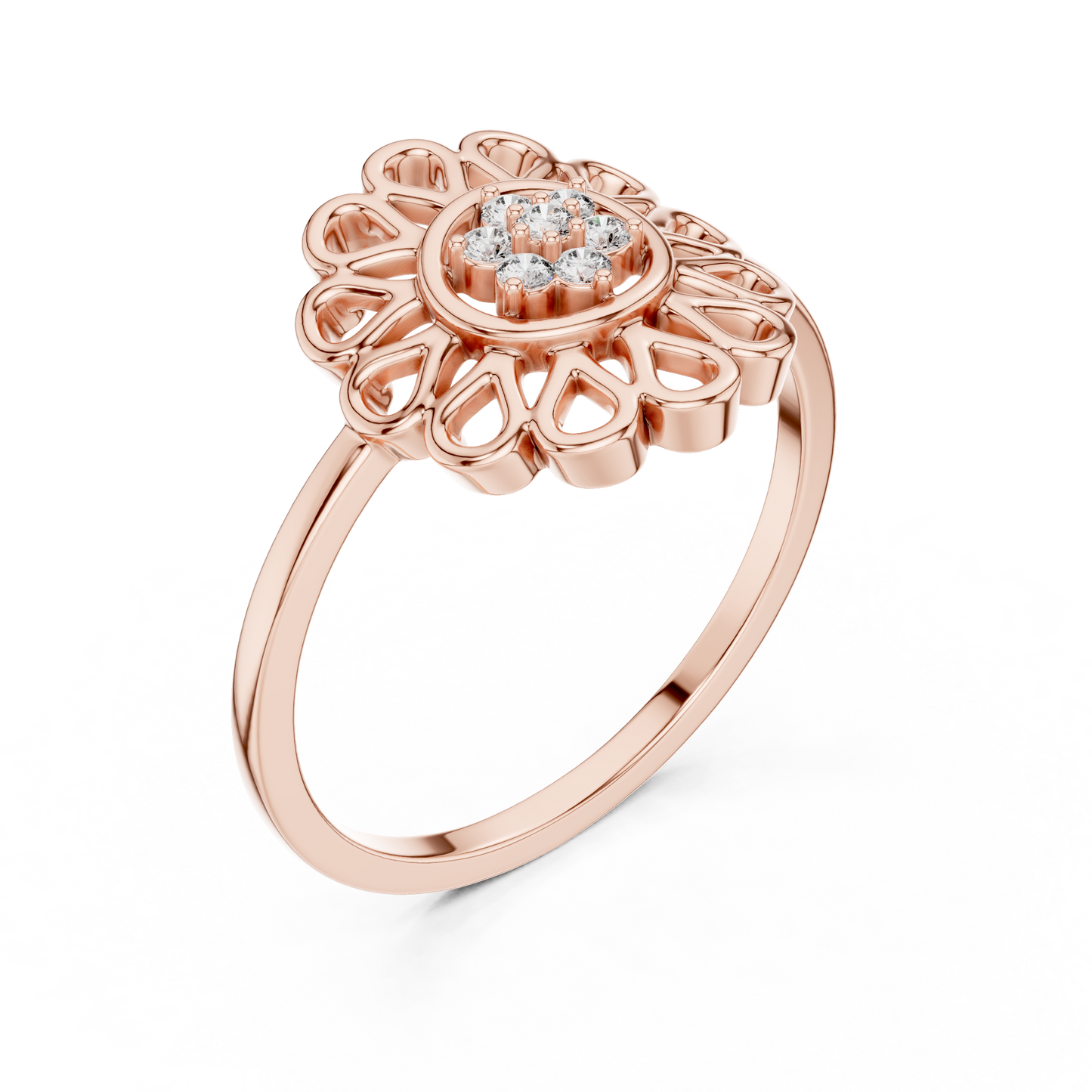 Lab Grown Diamond Mandala Flower Ring