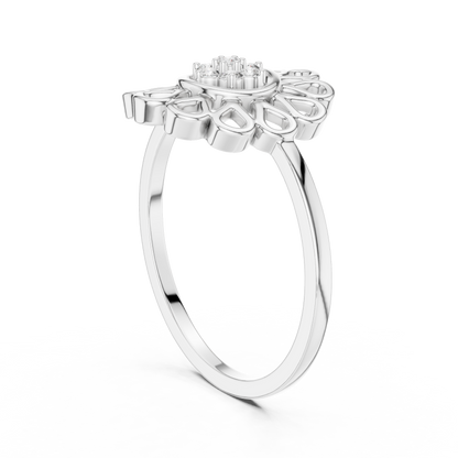Lab Grown Diamond Mandala Flower Ring