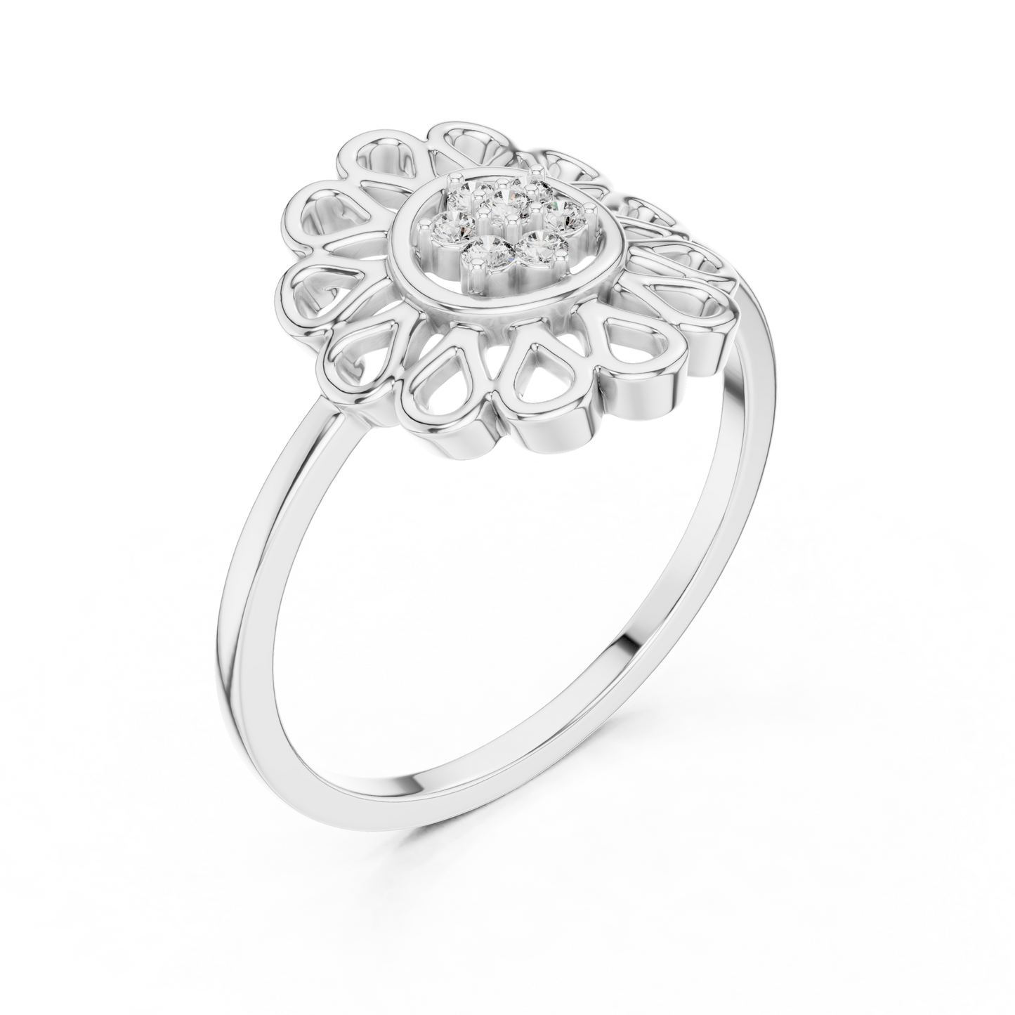 Lab Grown Diamond Mandala Flower Ring