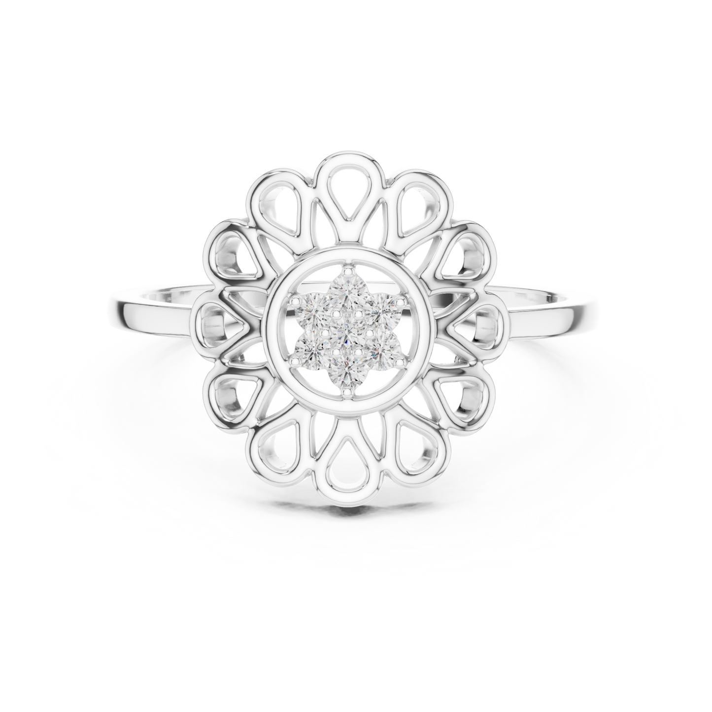 Lab Grown Diamond Mandala Flower Ring