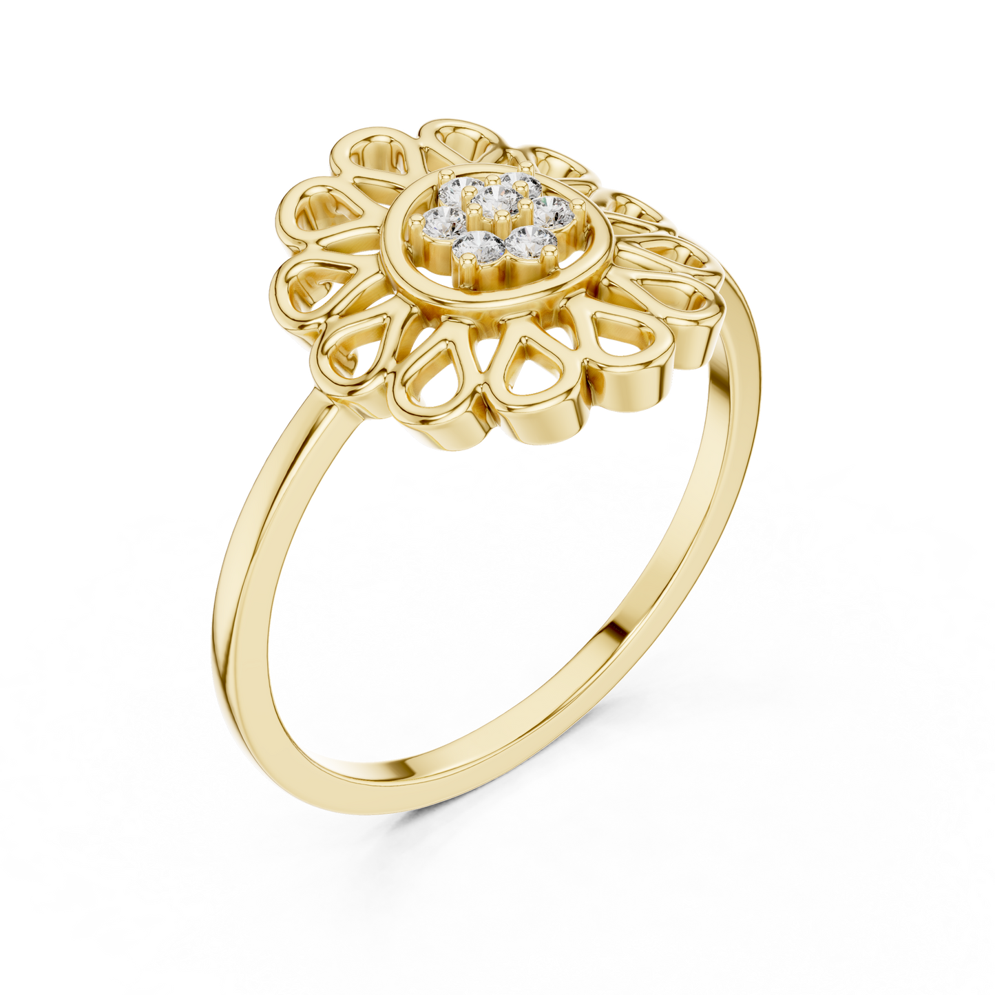 Lab Grown Diamond Mandala Flower Ring