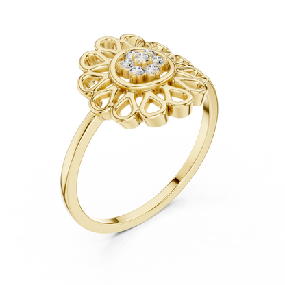 Lab Grown Diamond Mandala Flower Ring