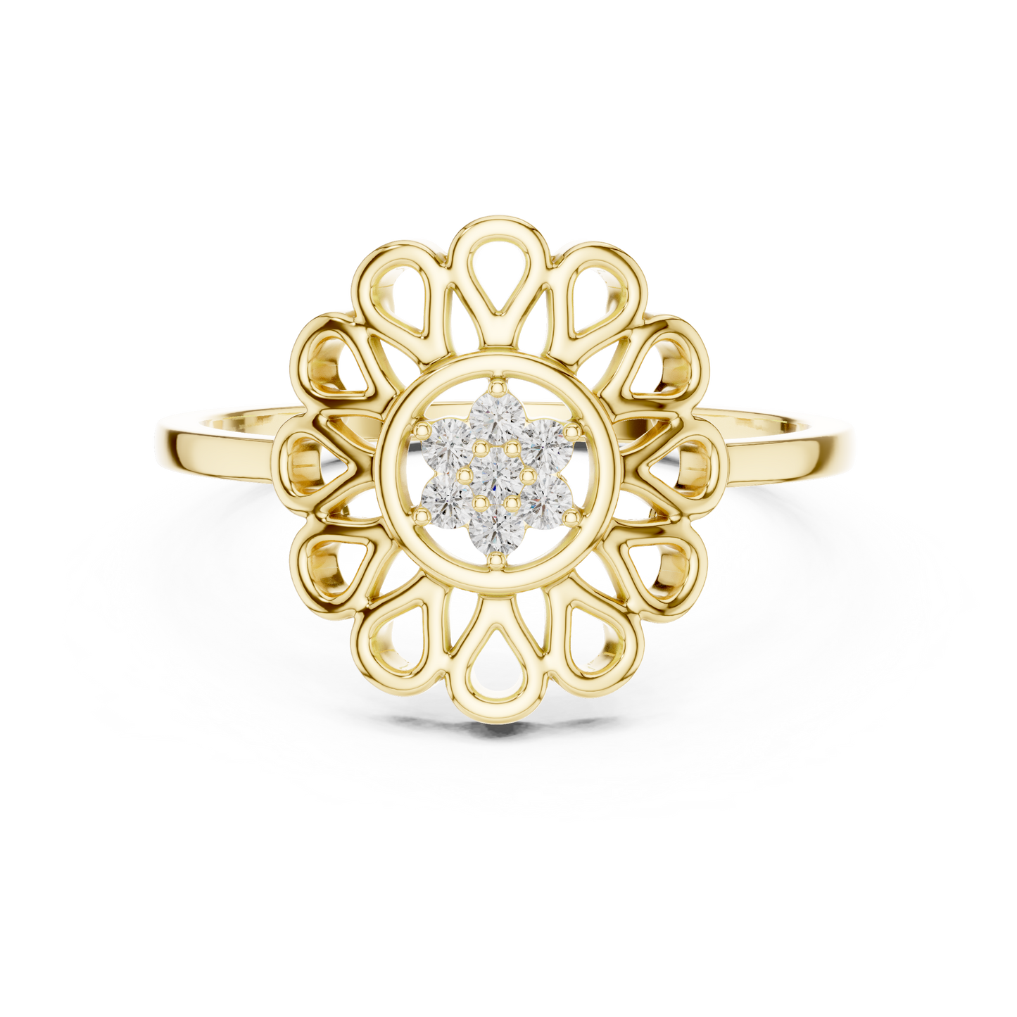 Lab Grown Diamond Mandala Flower Ring