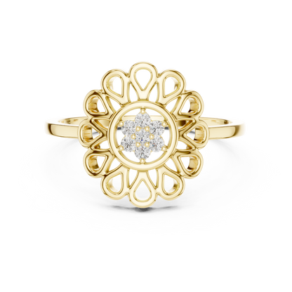 Lab Grown Diamond Mandala Flower Ring
