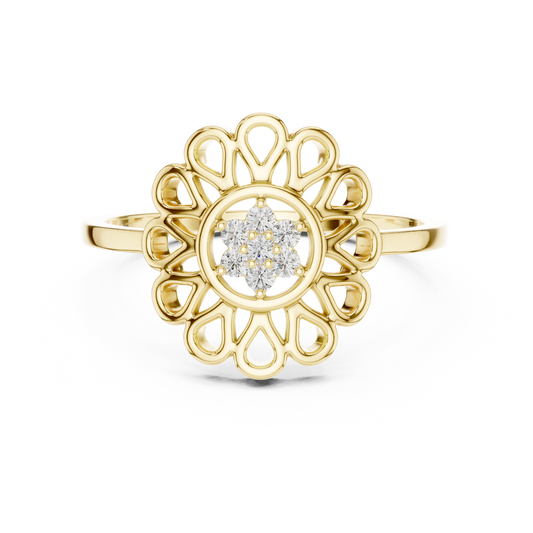 Lab Grown Diamond Mandala Flower Ring