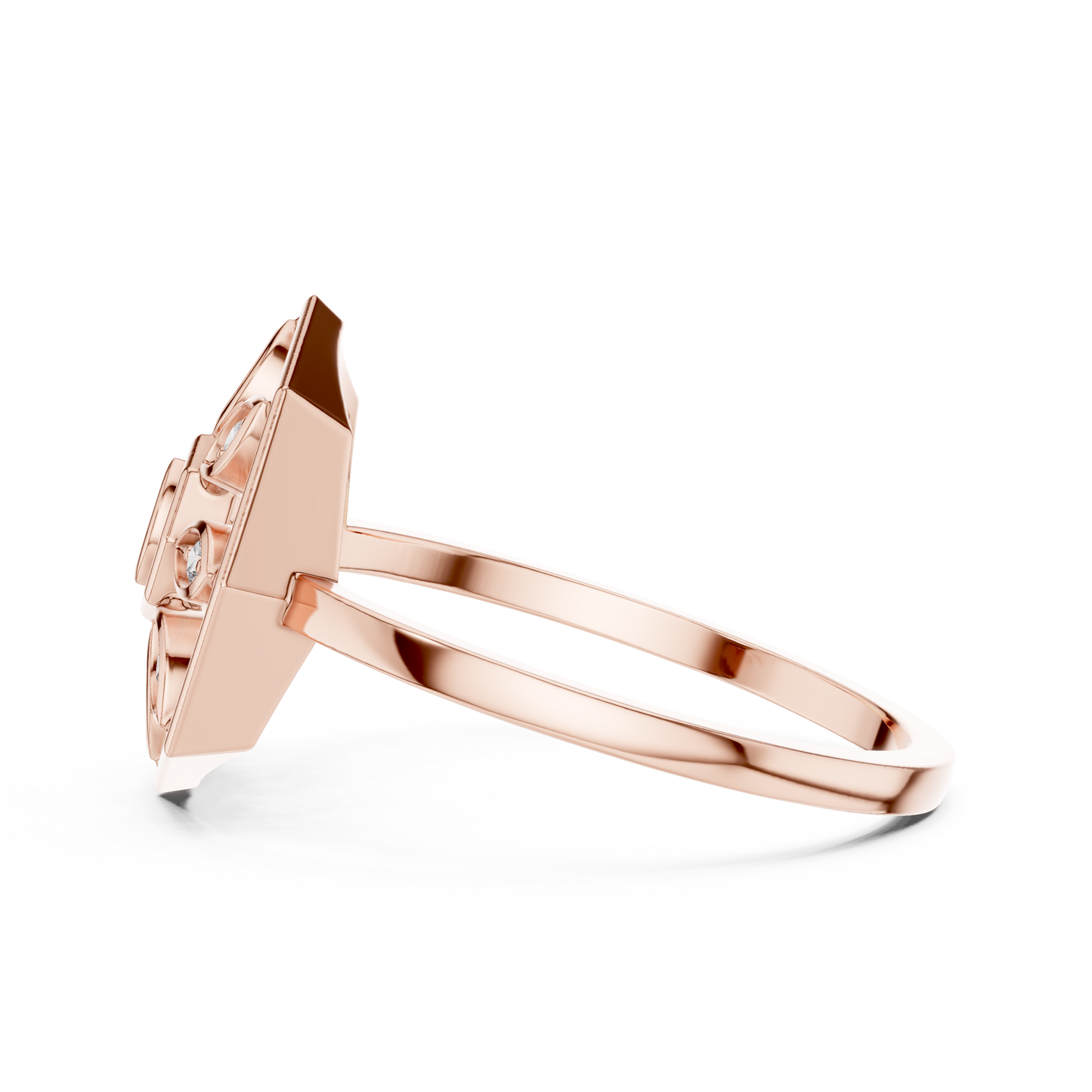 Round Lab Grown Diamond Hexagon Flower Ring