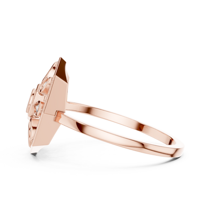 Round Lab Grown Diamond Hexagon Flower Ring