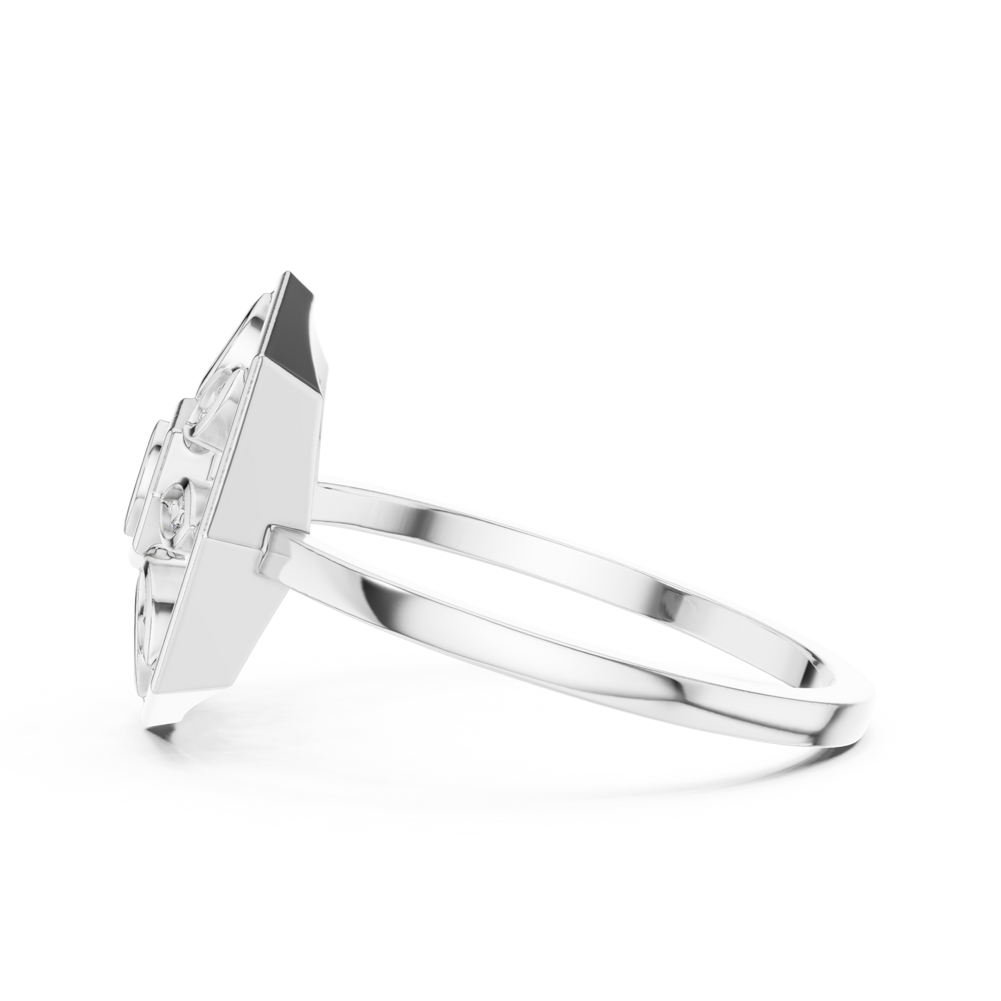 Round Lab Grown Diamond Hexagon Flower Ring