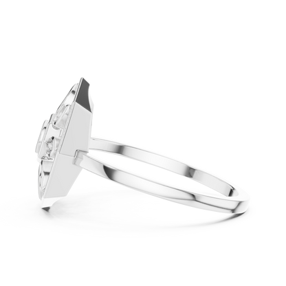 Round Lab Grown Diamond Hexagon Flower Ring
