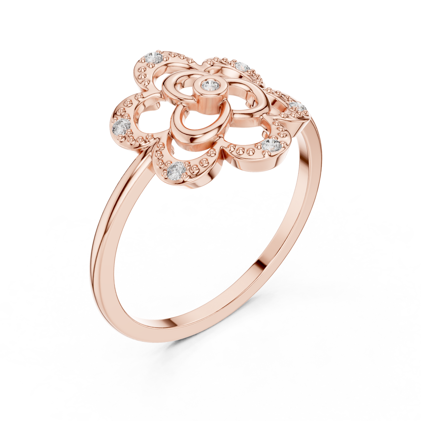 Dainty Lab Grown Diamond Triple Blossom Ring
