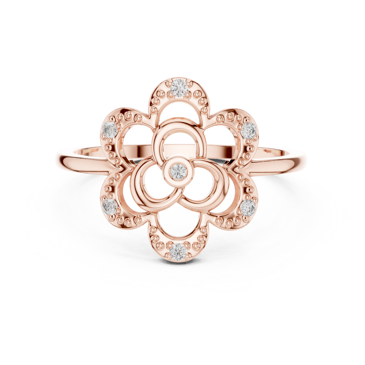 Dainty Lab Grown Diamond Triple Blossom Ring
