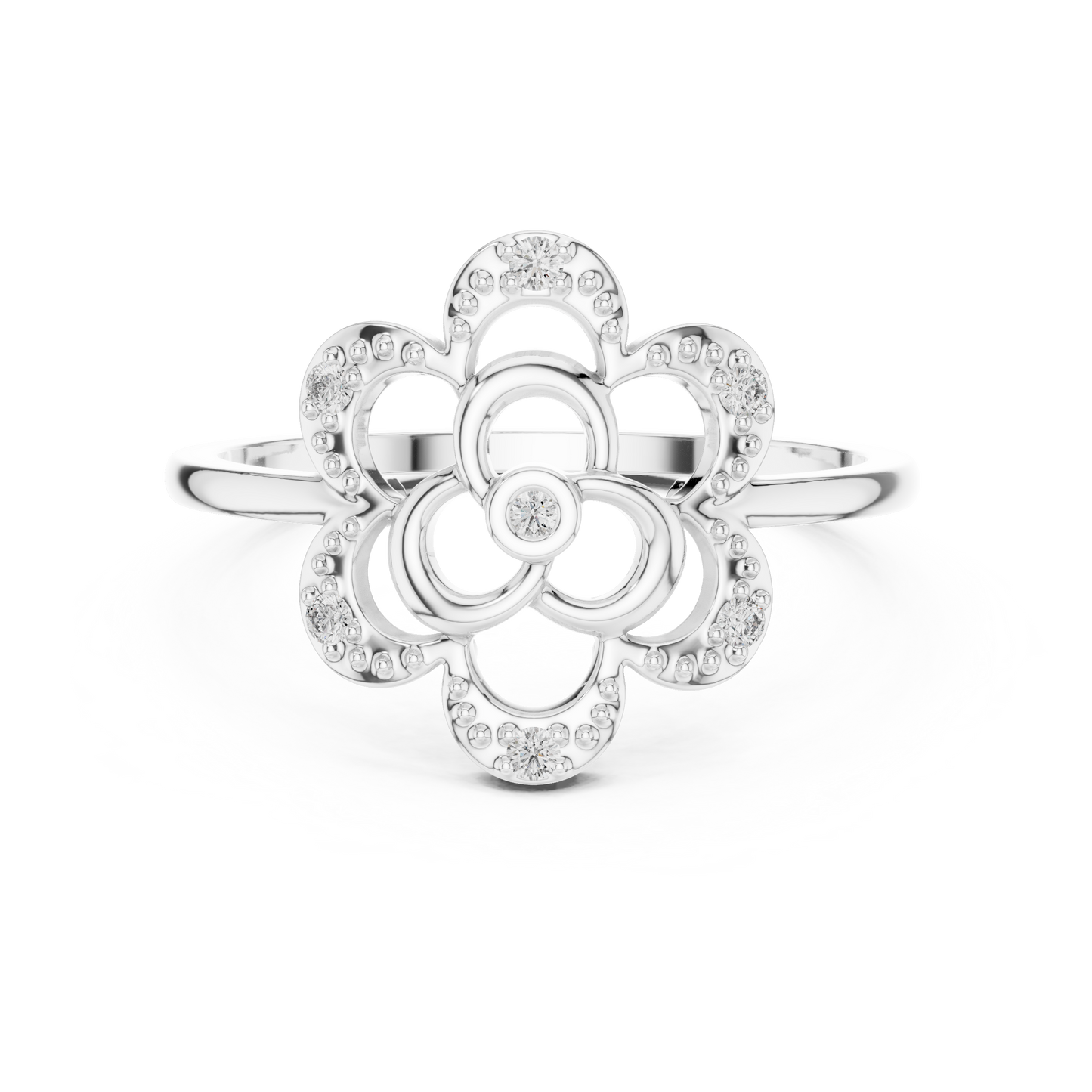 Dainty Lab Grown Diamond Triple Blossom Ring