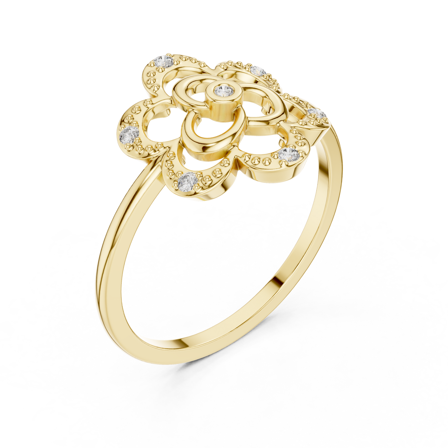 Dainty Lab Grown Diamond Triple Blossom Ring