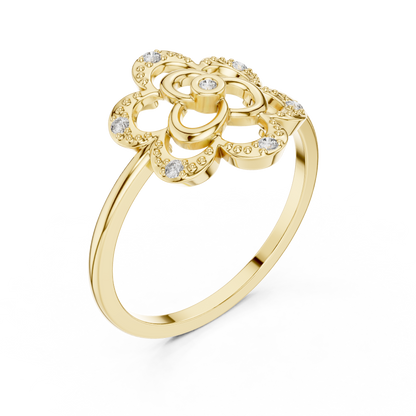 Dainty Lab Grown Diamond Triple Blossom Ring