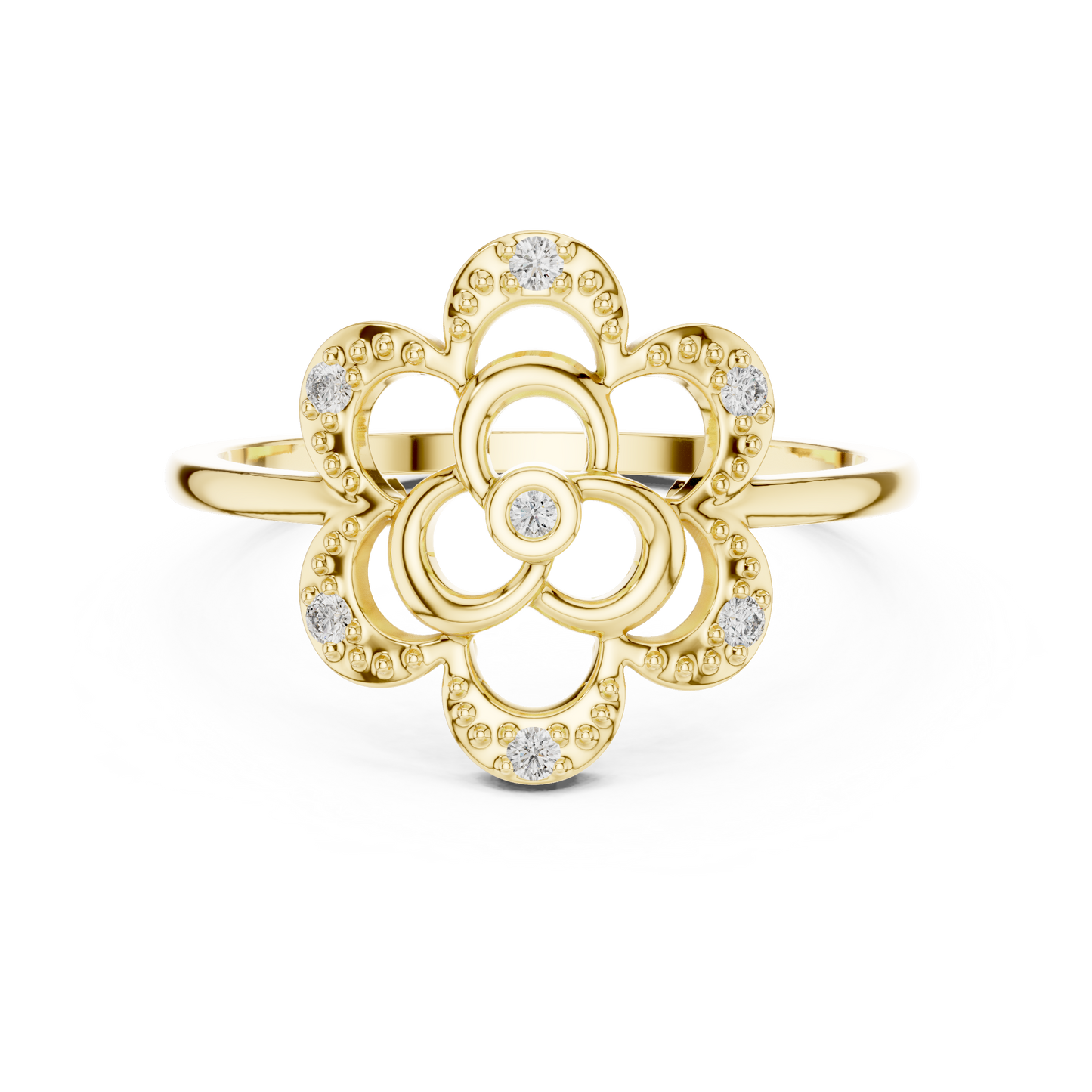 Dainty Lab Grown Diamond Triple Blossom Ring