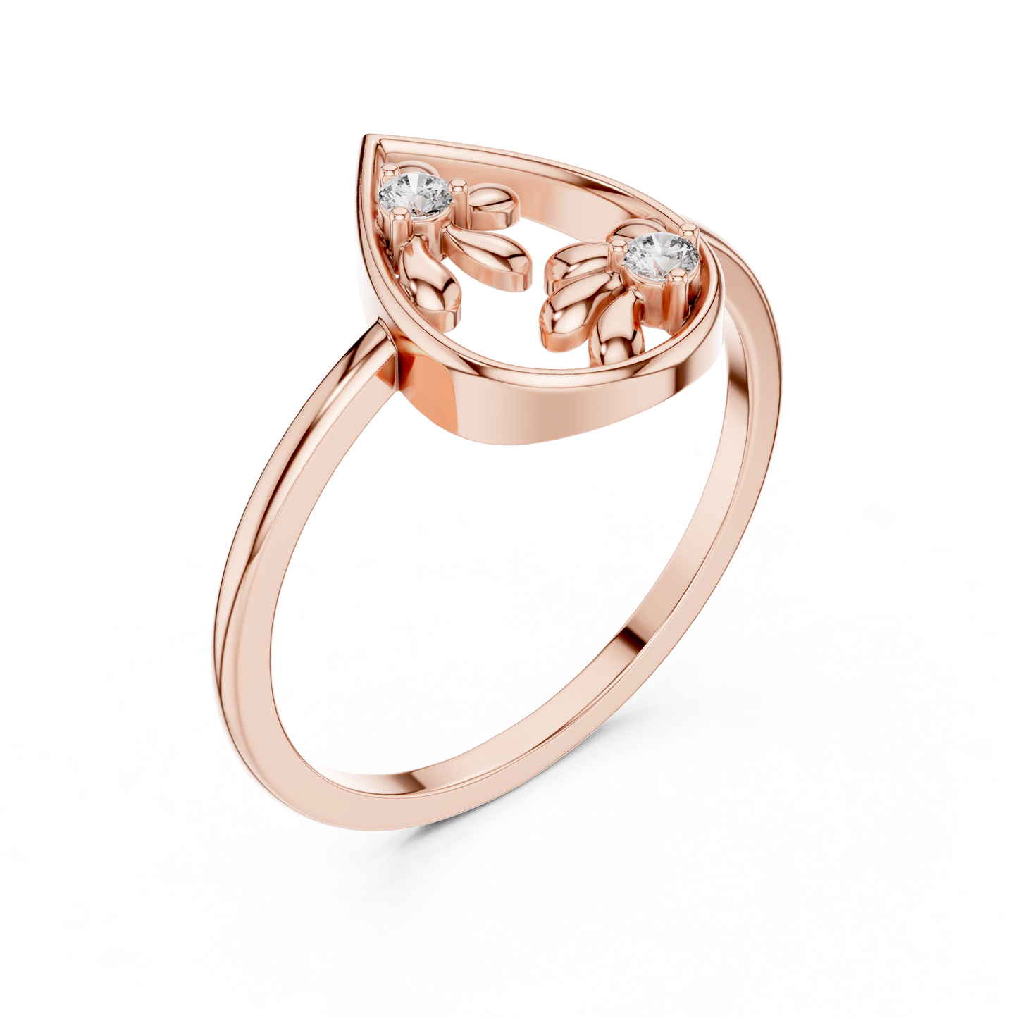 Lab Grown Diamond Double Blossom Teardrop Ring
