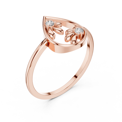 Lab Grown Diamond Double Blossom Teardrop Ring