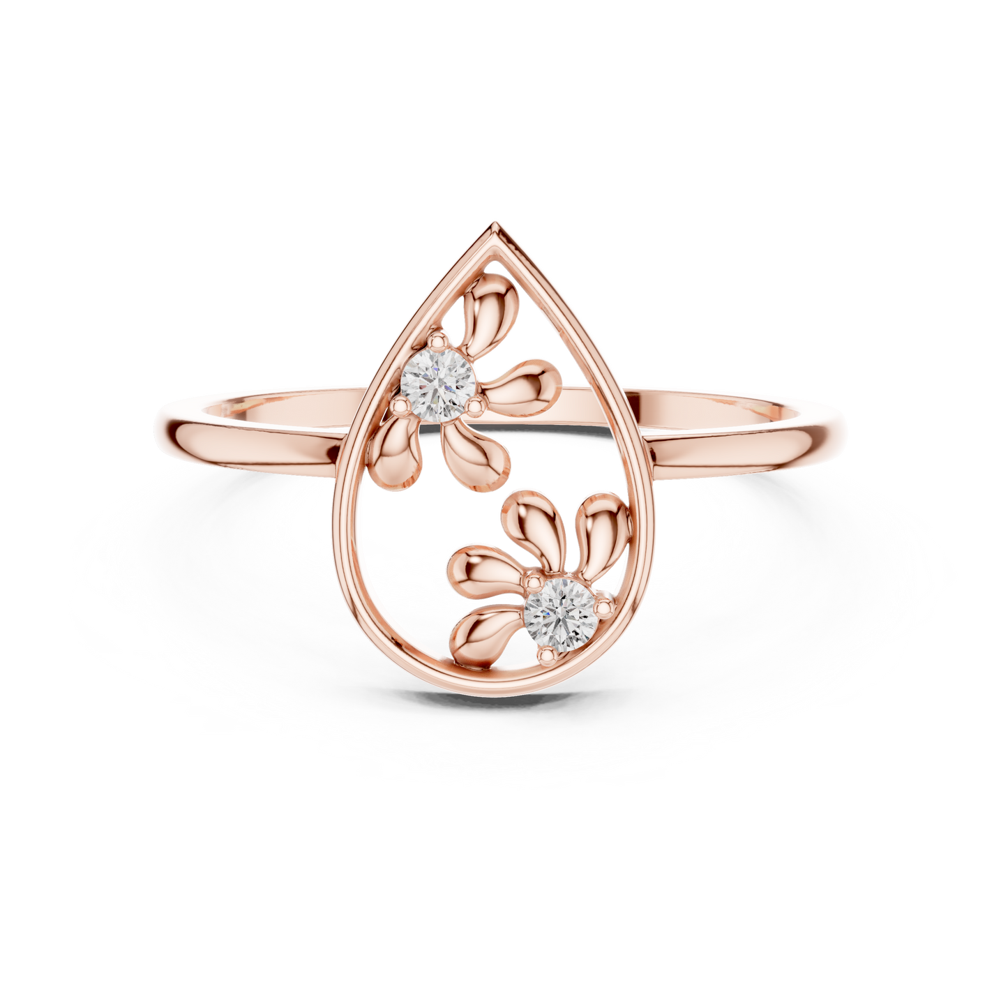 Lab Grown Diamond Double Blossom Teardrop Ring