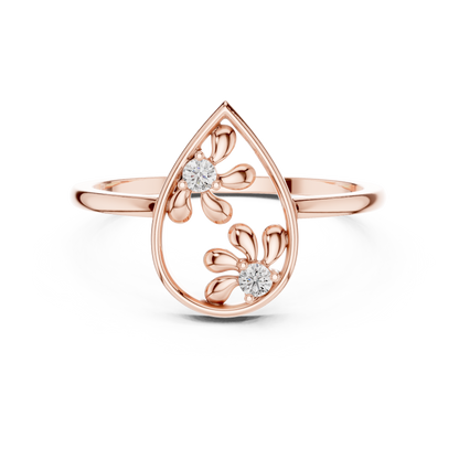 Lab Grown Diamond Double Blossom Teardrop Ring