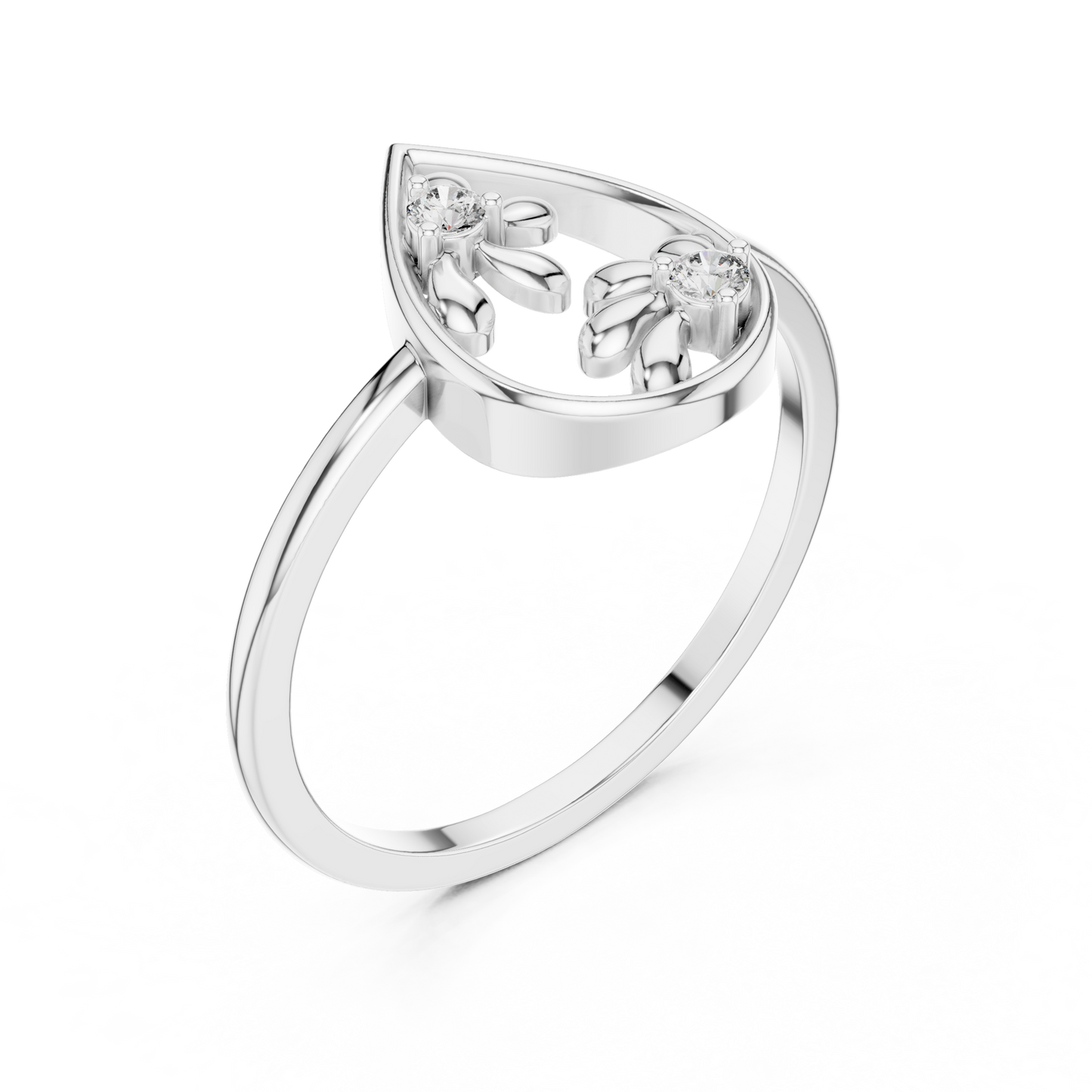 Lab Grown Diamond Double Blossom Teardrop Ring