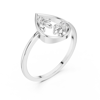Lab Grown Diamond Double Blossom Teardrop Ring